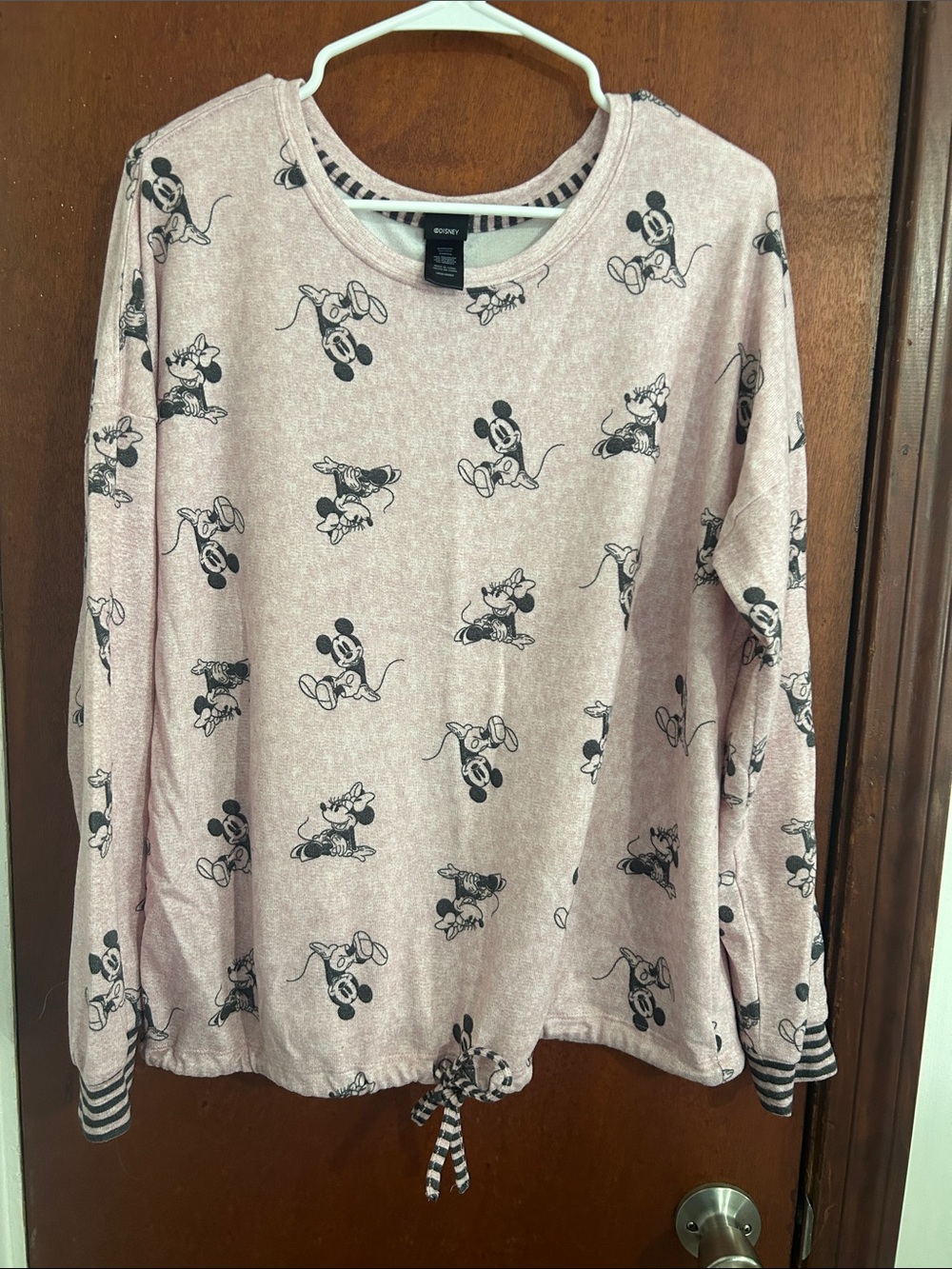 Disney Pink Mickey Mouse Allover Print Long Sleeve Top
